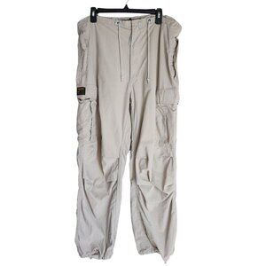 Vtg Abercrombie & Fitch Paratrooper Pants Mens L Cargo Military Beige Y2K Grunge